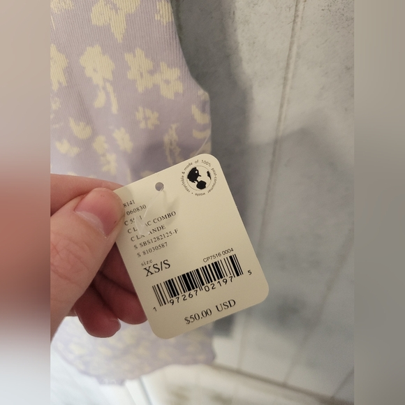 NWT Free People  Clean Lines Printed Bodysuit in Lilac Combo Small - Picture 5 of 5